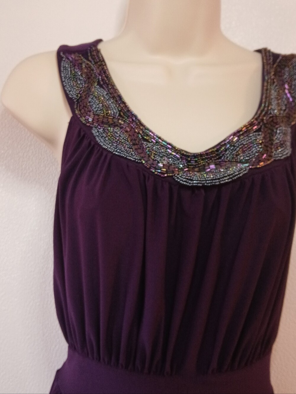 Haani Purple Maxi Dress with Beaded Neckline
